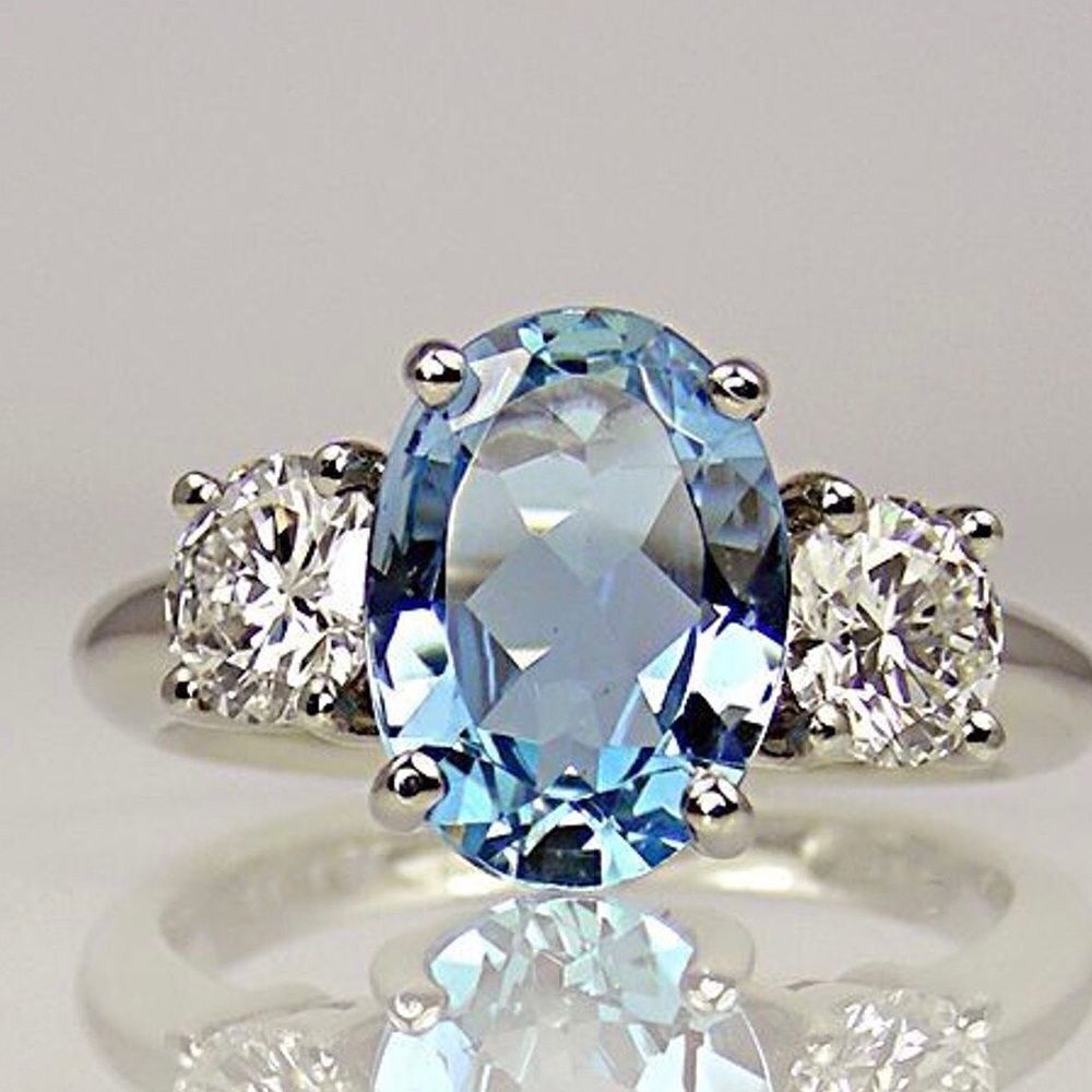 💕💕New sky blue sapphire sterling silver CZ ring 💕💕